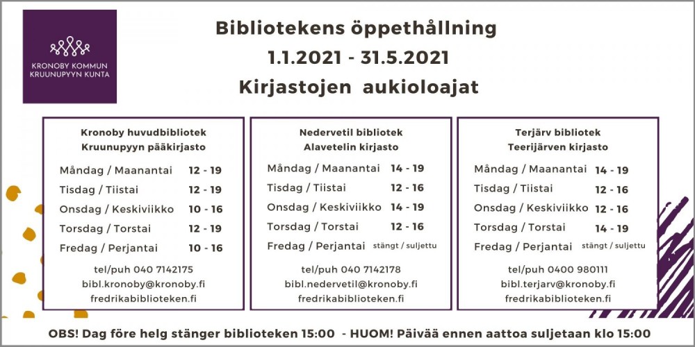 MI BROSCHYR BIBLIOTEK tidtabell 1.1.2021